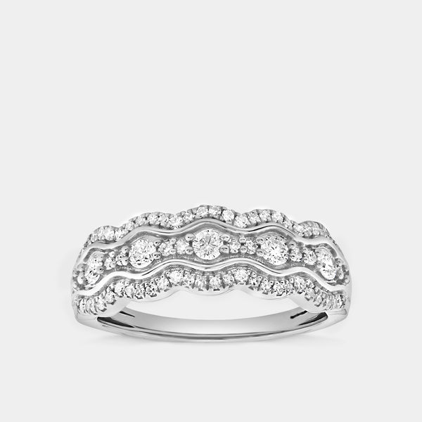 1/2 Carat Lab-Grown Diamond Three-Row Scallop Anniversary Band — GILDED New York
