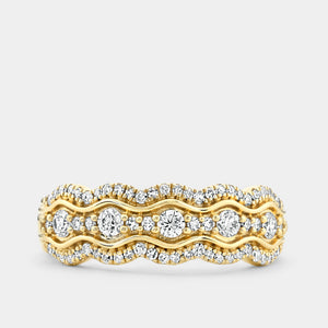 Gilded 1/2 Carat Lab-Grown Diamond Three-Row Scallop Anniversary Band