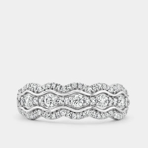 Gilded 1/2 Carat Lab-Grown Diamond Three-Row Scallop Anniversary Band