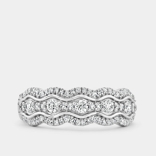 1/2 Carat Lab-Grown Diamond Three-Row Scallop Anniversary Band — GILDED New York