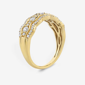Gilded 1/2 Carat Lab-Grown Diamond Three-Row Scallop Anniversary Band