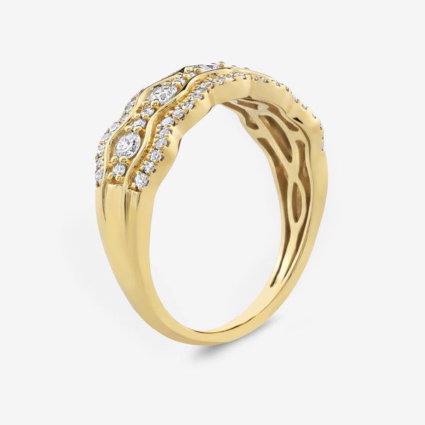 Gilded 1/2 Carat Lab-Grown Diamond Three-Row Scallop Anniversary Band