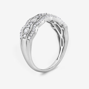 Gilded 1/2 Carat Lab-Grown Diamond Three-Row Scallop Anniversary Band
