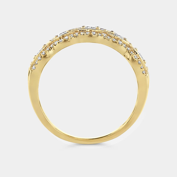 Gilded 1/2 Carat Lab-Grown Diamond Three-Row Scallop Anniversary Band