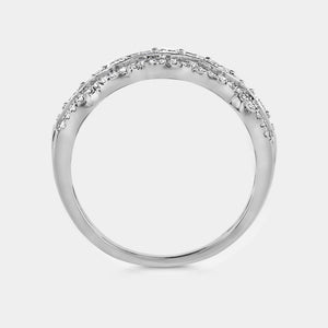 Gilded 1/2 Carat Lab-Grown Diamond Three-Row Scallop Anniversary Band