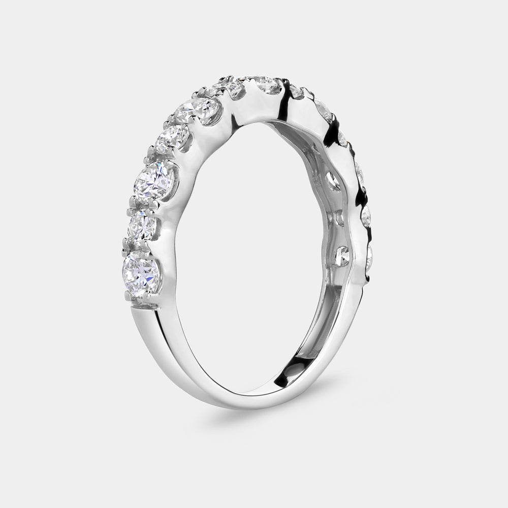 Gilded 1 Carat Lab-Grown Diamond Round-Shaped Shared-Prong Wedding Band