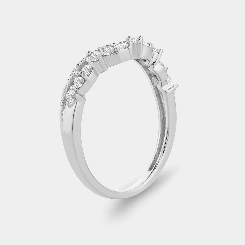 Gilded 1/4 Carat Lab-Grown Diamond Textured Crown Stack Ring