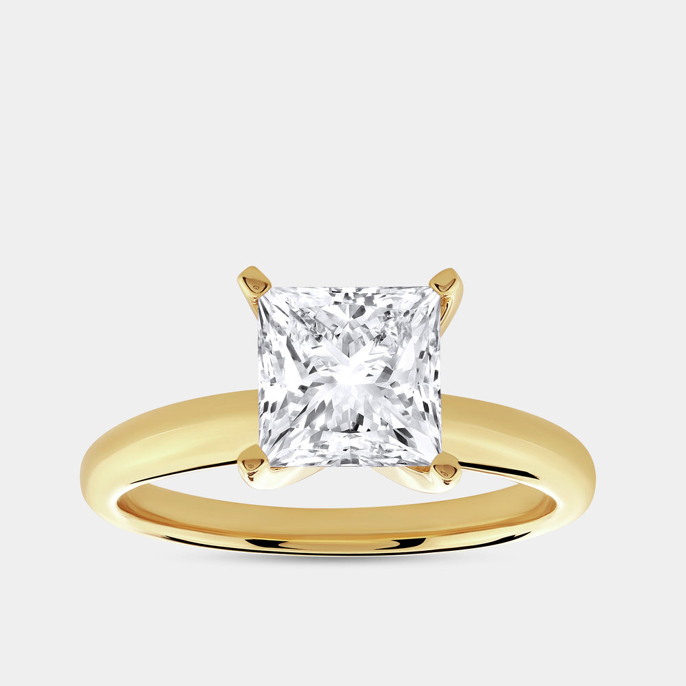 Gilded 2 Carat Lab-Grown Diamond Princess-Cut Classic Solitaire Ring