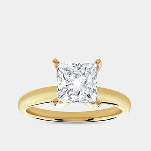 Gilded 2 Carat Lab-Grown Diamond Princess-Cut Classic Solitaire Ring