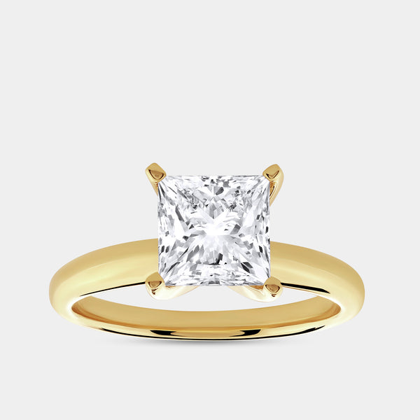 2 Carat Lab-Grown Diamond Princess-Cut Classic Solitaire Ring — GILDED New York