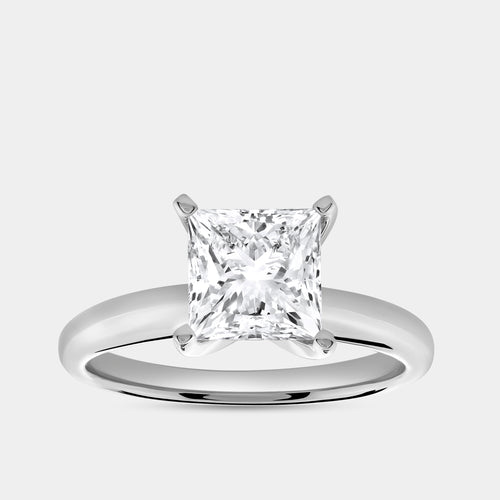 Gilded 2 Carat Lab-Grown Diamond Princess-Cut Classic Solitaire Ring
