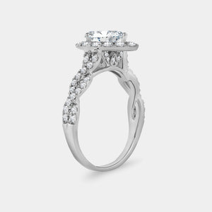 Gilded 1 and 3/4 Carat Lab-Grown Diamond Pear-Shaped Halo Engagement Ring, with a Braided Shank