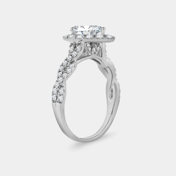 1 and 3/4 Carat Lab-Grown Diamond Pear-Shaped Halo Engagement Ring, with a Braided Shank — GILDED New York