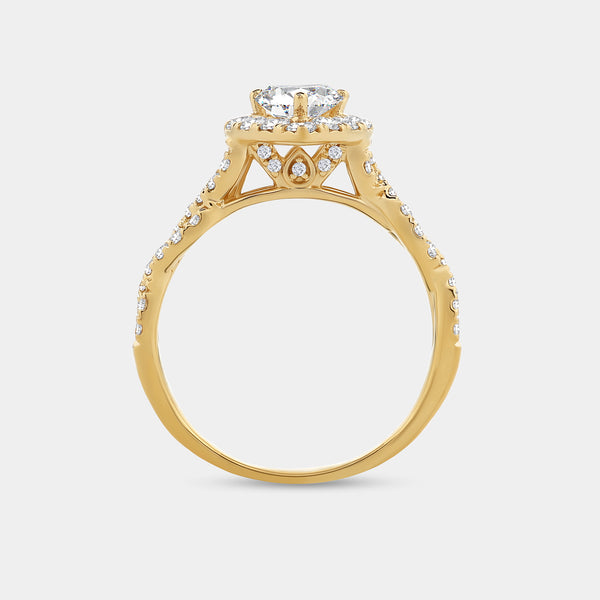 1 and 3/4 Carat Lab-Grown Diamond Pear-Shaped Halo Engagement Ring, with a Braided Shank — GILDED New York