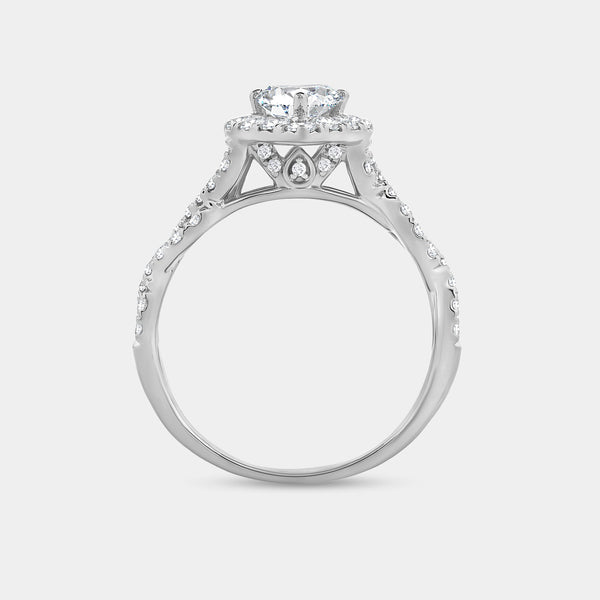 1 and 3/4 Carat Lab-Grown Diamond Pear-Shaped Halo Engagement Ring, with a Braided Shank — GILDED New York