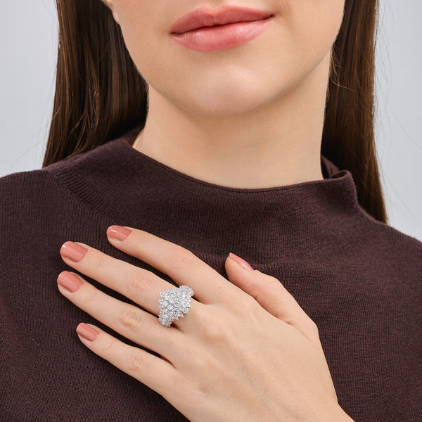 Gilded 3 Carat Lab-Grown Diamond Fancy Multi-Row Pyramid Fashion Ring