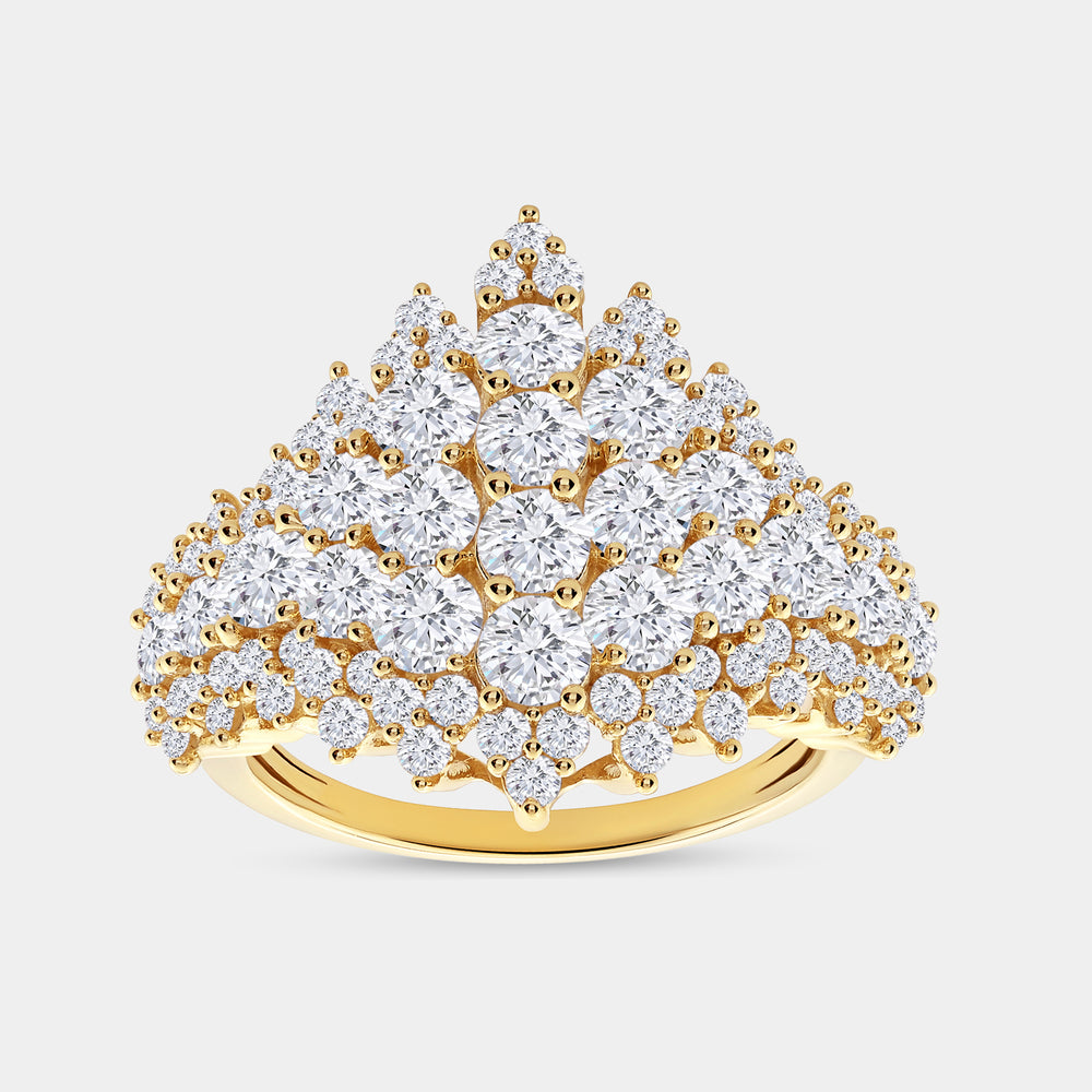 Gilded 3 Carat Lab-Grown Diamond Fancy Multi-Row Pyramid Fashion Ring