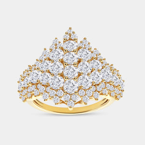 Gilded 3 Carat Lab-Grown Diamond Fancy Multi-Row Pyramid Fashion Ring