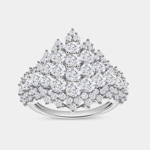 Gilded 3 Carat Lab-Grown Diamond Fancy Multi-Row Pyramid Fashion Ring
