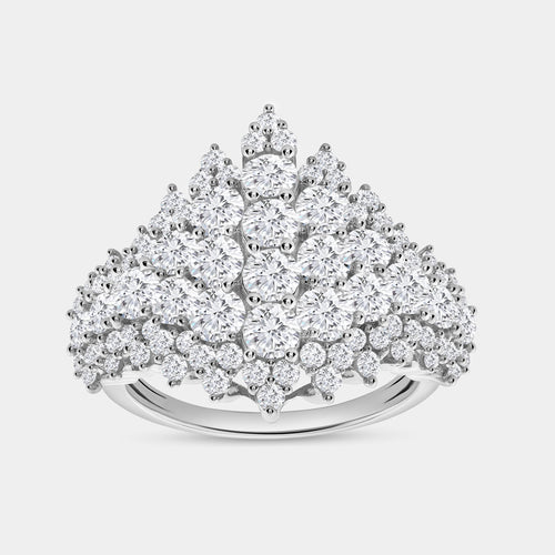Gilded 3 Carat Lab-Grown Diamond Fancy Multi-Row Pyramid Fashion Ring