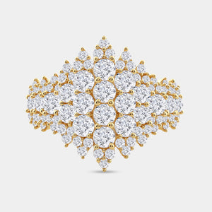 Gilded 3 Carat Lab-Grown Diamond Fancy Multi-Row Pyramid Fashion Ring