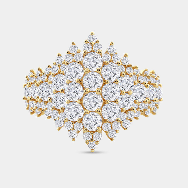 Gilded 3 Carat Lab-Grown Diamond Fancy Multi-Row Pyramid Fashion Ring