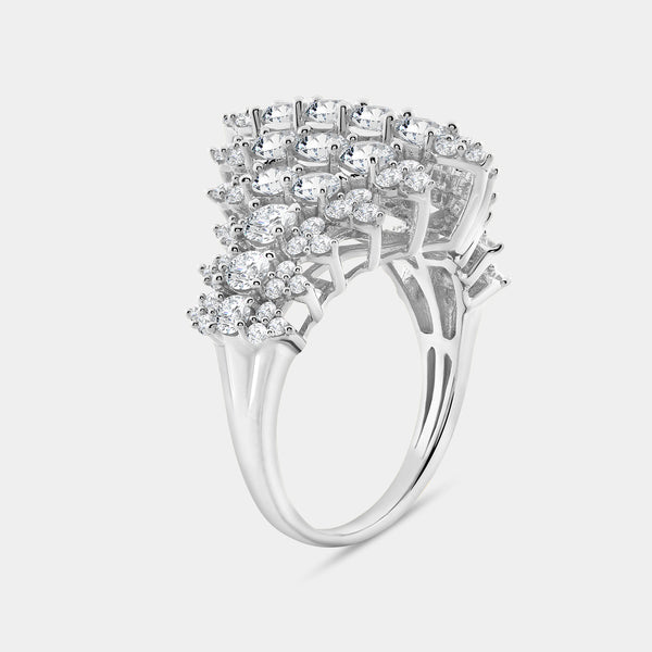 Gilded 3 Carat Lab-Grown Diamond Fancy Multi-Row Pyramid Fashion Ring