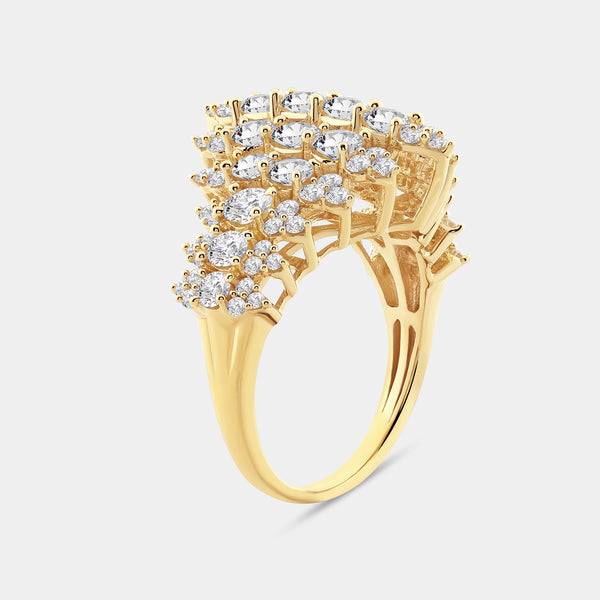 Gilded 3 Carat Lab-Grown Diamond Fancy Multi-Row Pyramid Fashion Ring