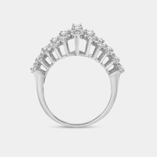 Gilded 3 Carat Lab-Grown Diamond Fancy Multi-Row Pyramid Fashion Ring