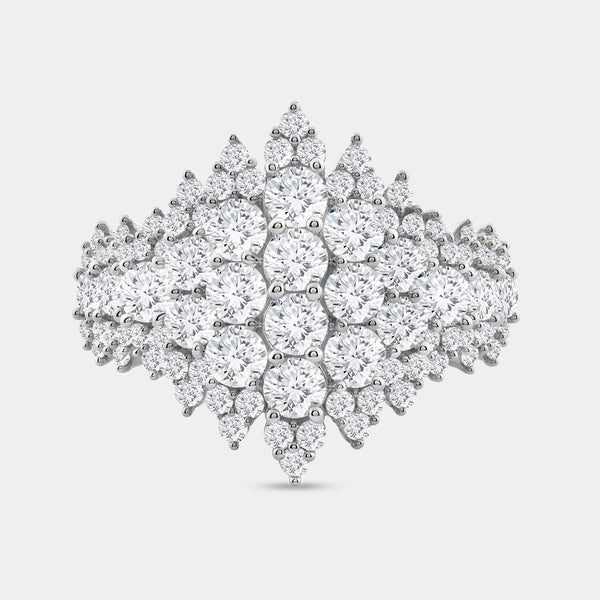 Gilded 3 Carat Lab-Grown Diamond Fancy Multi-Row Pyramid Fashion Ring