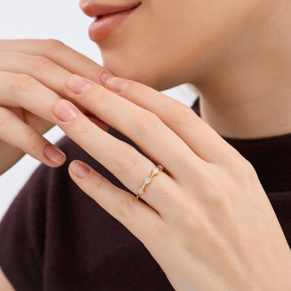 1/10 Carat Lab-Grown Diamond Geometric Stacking Ring — GILDED New York