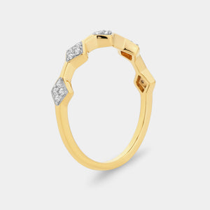 Gilded 1/10 Carat Lab-Grown Diamond Geometric Stacking Ring