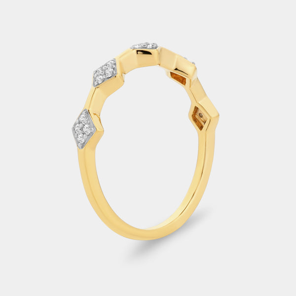 1/10 Carat Lab-Grown Diamond Geometric Stacking Ring — GILDED New York