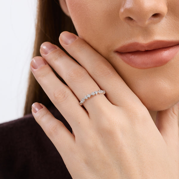 1/20 Carat Lab-Grown Diamond Interlocking Triangles Stack Ring — GILDED New York