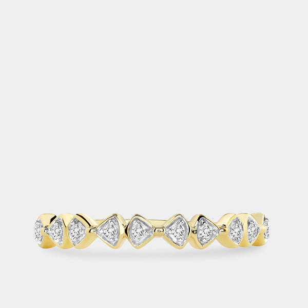 1/20 Carat Lab-Grown Diamond Interlocking Triangles Stack Ring — GILDED New York