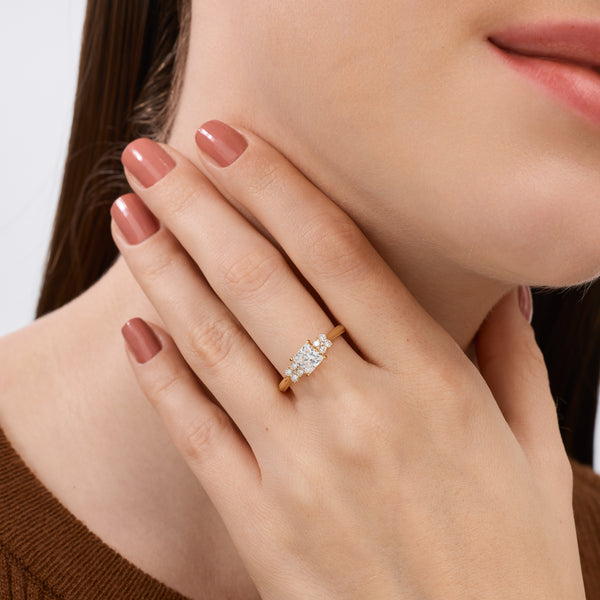 1 and 1/4 Carat Lab-Grown Diamond Princess-Cut Solitaire Plus Engagement Ring with Composite Sides — GILDED New York