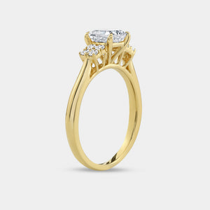 Gilded 1 and 1/4 Carat Lab-Grown Diamond Princess-Cut Solitaire Plus Engagement Ring with Composite Sides