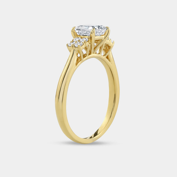 1 and 1/4 Carat Lab-Grown Diamond Princess-Cut Solitaire Plus Engagement Ring with Composite Sides — GILDED New York
