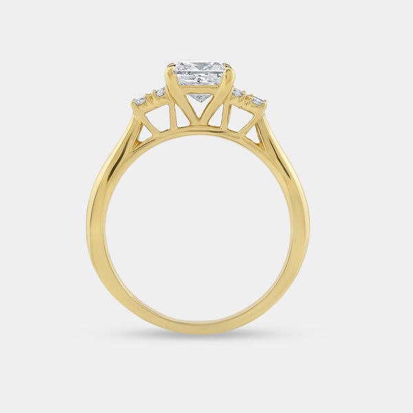 1 and 1/4 Carat Lab-Grown Diamond Princess-Cut Solitaire Plus Engagement Ring with Composite Sides — GILDED New York
