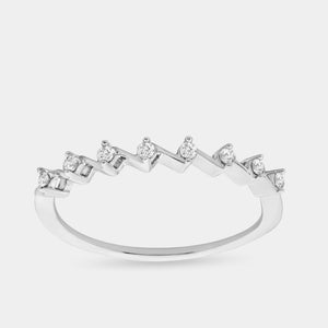 Gilded 1/10 Carat Lab-Grown Diamond Zigzag Stack Ring