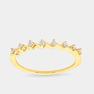 Gilded 1/10 Carat Lab-Grown Diamond Zigzag Stack Ring