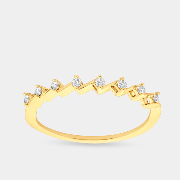 1/10 Carat Lab-Grown Diamond Zigzag Stack Ring — GILDED New York