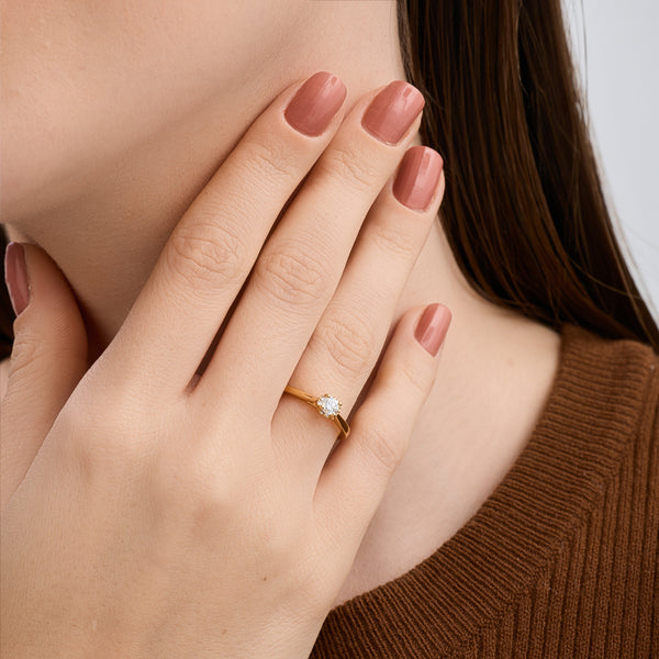 Gilded 1/4 Carat Lab-Grown Diamond Round-Shaped Hidden Halo Engagement Ring