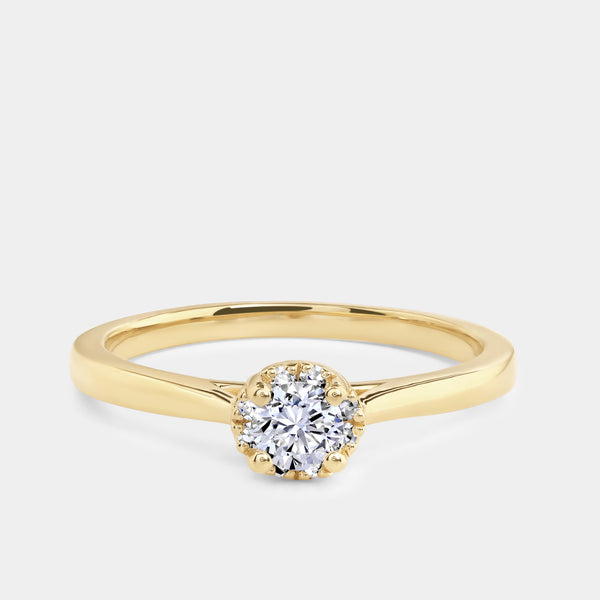 1/4 Carat Lab-Grown Diamond Round-Shaped Hidden Halo Engagement Ring — GILDED New York