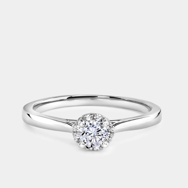 1/4 Carat Lab-Grown Diamond Round-Shaped Hidden Halo Engagement Ring — GILDED New York