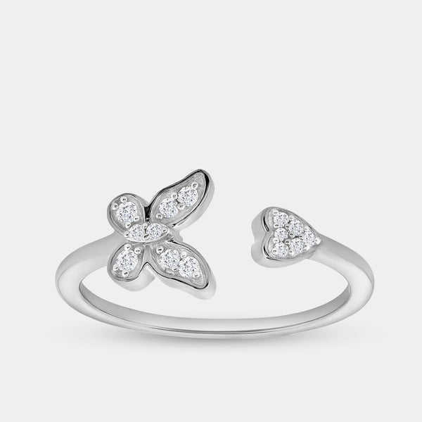 1/10 Carat Lab-Grown Diamond Butterfly Heart Stack Ring — GILDED New York