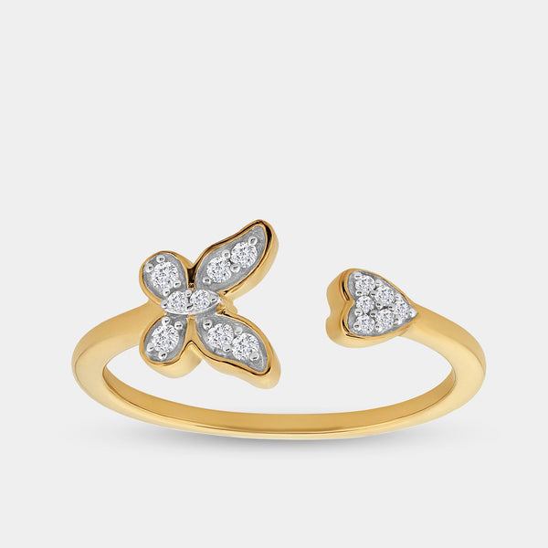 1/10 Carat Lab-Grown Diamond Butterfly Heart Stack Ring — GILDED New York