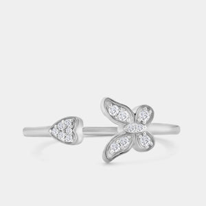 Gilded 1/10 Carat Lab-Grown Diamond Butterfly Heart Stack Ring