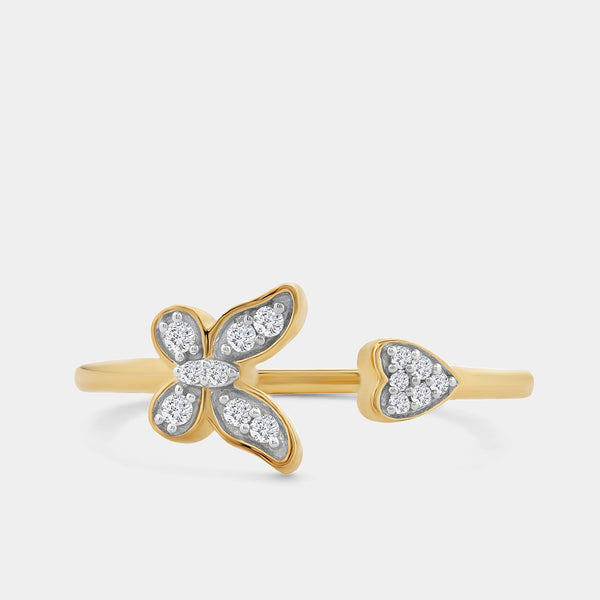 1/10 Carat Lab-Grown Diamond Butterfly Heart Stack Ring — GILDED New York