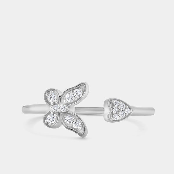 1/10 Carat Lab-Grown Diamond Butterfly Heart Stack Ring — GILDED New York